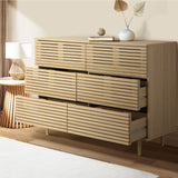 Oikiture 6 Lowboy Chest of Drawers Beige