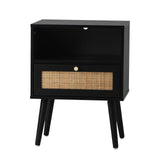 Oikiture 2X Bedside Table Storage Drawer Shelf Rattan