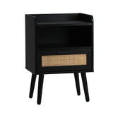 Oikiture Bedside Table Drawer Side End Table Rattan