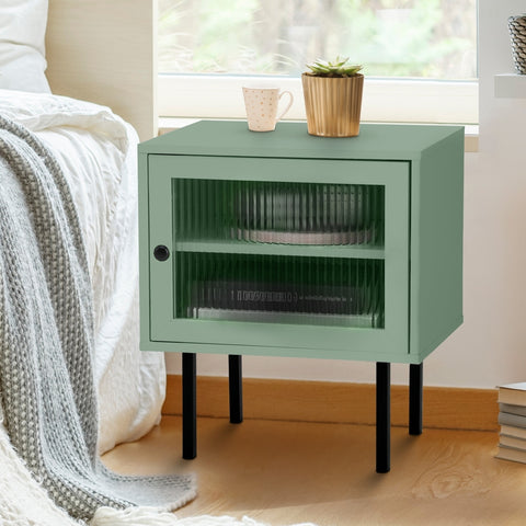 Oikiture Bedside Tables Storage Cabinet Wood Green