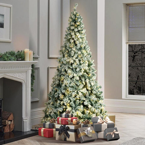 *FREE NATIONWIDE SHIPPING* Mazam Christmas Tree 6FT/7FT/8FT Snow Flocked Green with LED