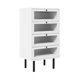 Oikiture 4 Chest of Drawers Tempered Glass Doors White