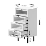 Oikiture 4 Chest of Drawers Tempered Glass Doors White