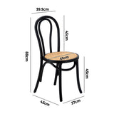 Oikiture Dining Chair Solid Wooden Chairs Ratan Seat Black