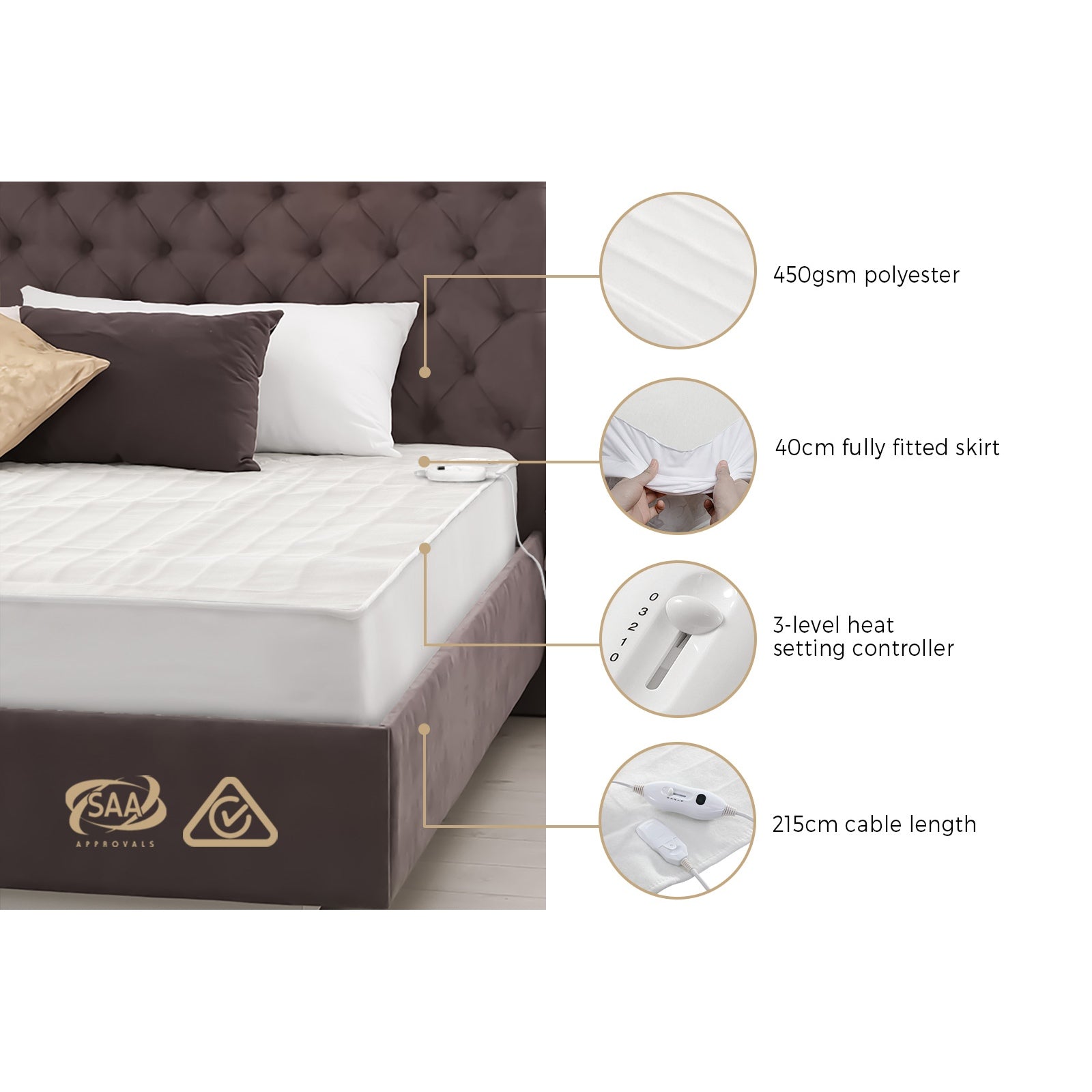 Bedra Electric Blanket Fully Fitted Polyester Double