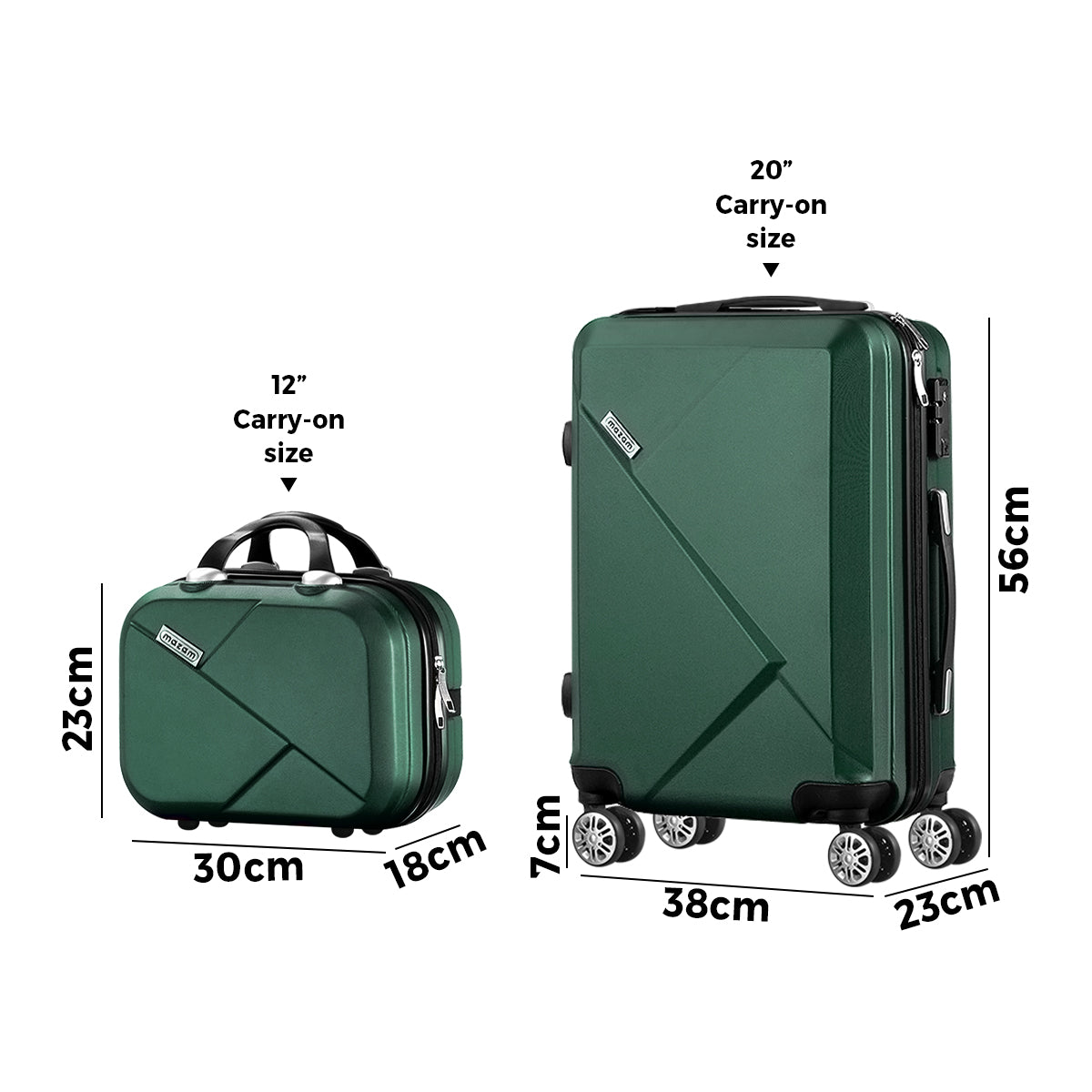 Mazam 2PCS Luggage Set TSA Lock Hard Case Green