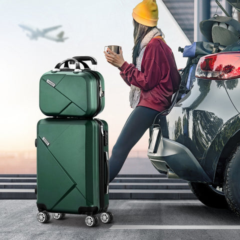 Mazam 2PCS Luggage Set TSA Lock Hard Case Green