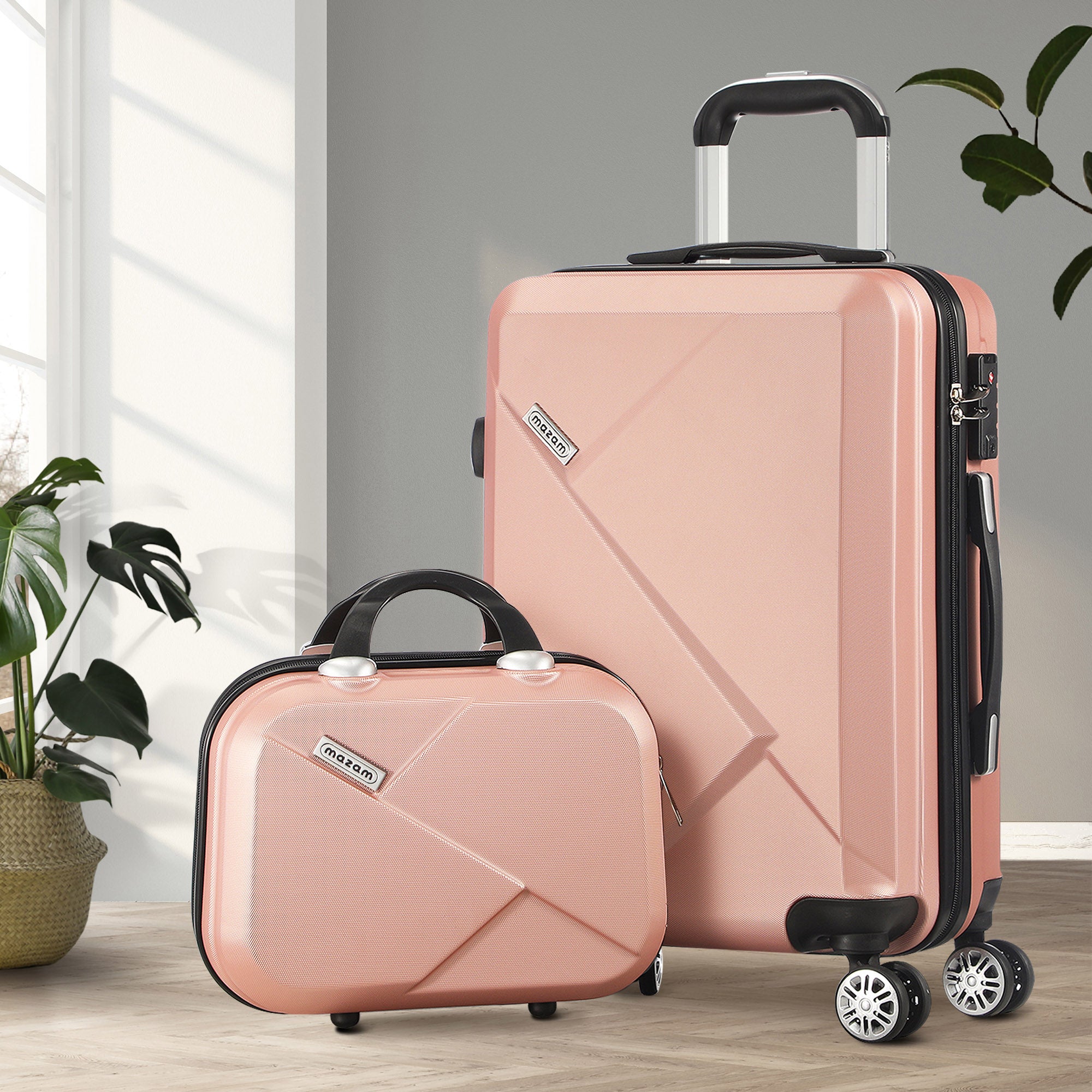 Mazam 2PCS Luggage Set TSA Lock Hard Case Pink
