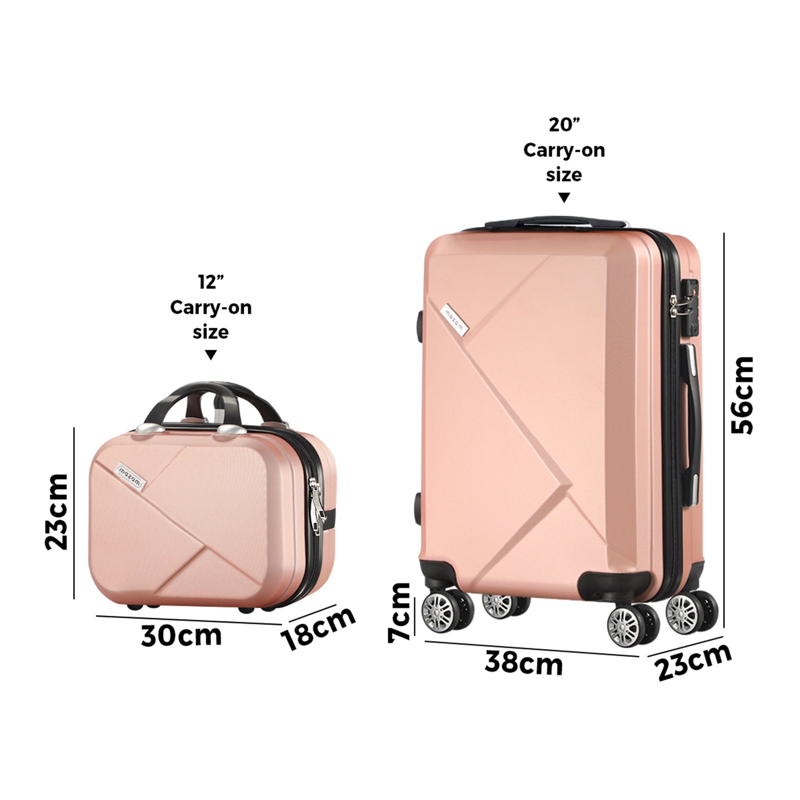 Mazam 2PCS Luggage Set TSA Lock Hard Case Pink