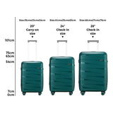 Mazam 3PCS Luggage Set Travel TSA Lock PP Case Green