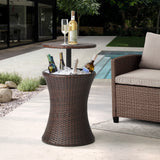 Livsip Rattan Cooler Ice Bucket Table Storage Brown