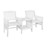 Livsip Wooden Garden Bench 2 Seat Chair&Table White