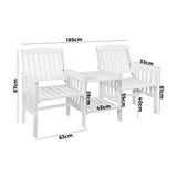 Livsip Wooden Garden Bench 2 Seat Chair&Table White