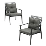 Livsip 2PCS Outdoor Armchairs Rattan Backrest Black