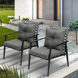 Livsip 2PCS Outdoor Armchairs Rattan Backrest Black