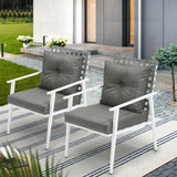 Livsip 2PCS Outdoor Armchairs Rattan Backrest White