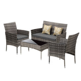 Livsip Outdoor Furniture 4PCS Set Chairs Table Wicker Grey