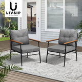 Livsip 2PCS Outdoor Chairs Garden Patio Armchair Black