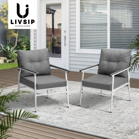 Livsip 2PCS Outdoor Chairs Set Garden Patio Armchair White