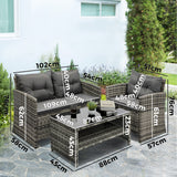 Livsip Outdoor Patio Set Wicker Table&Chairs 4 Piece