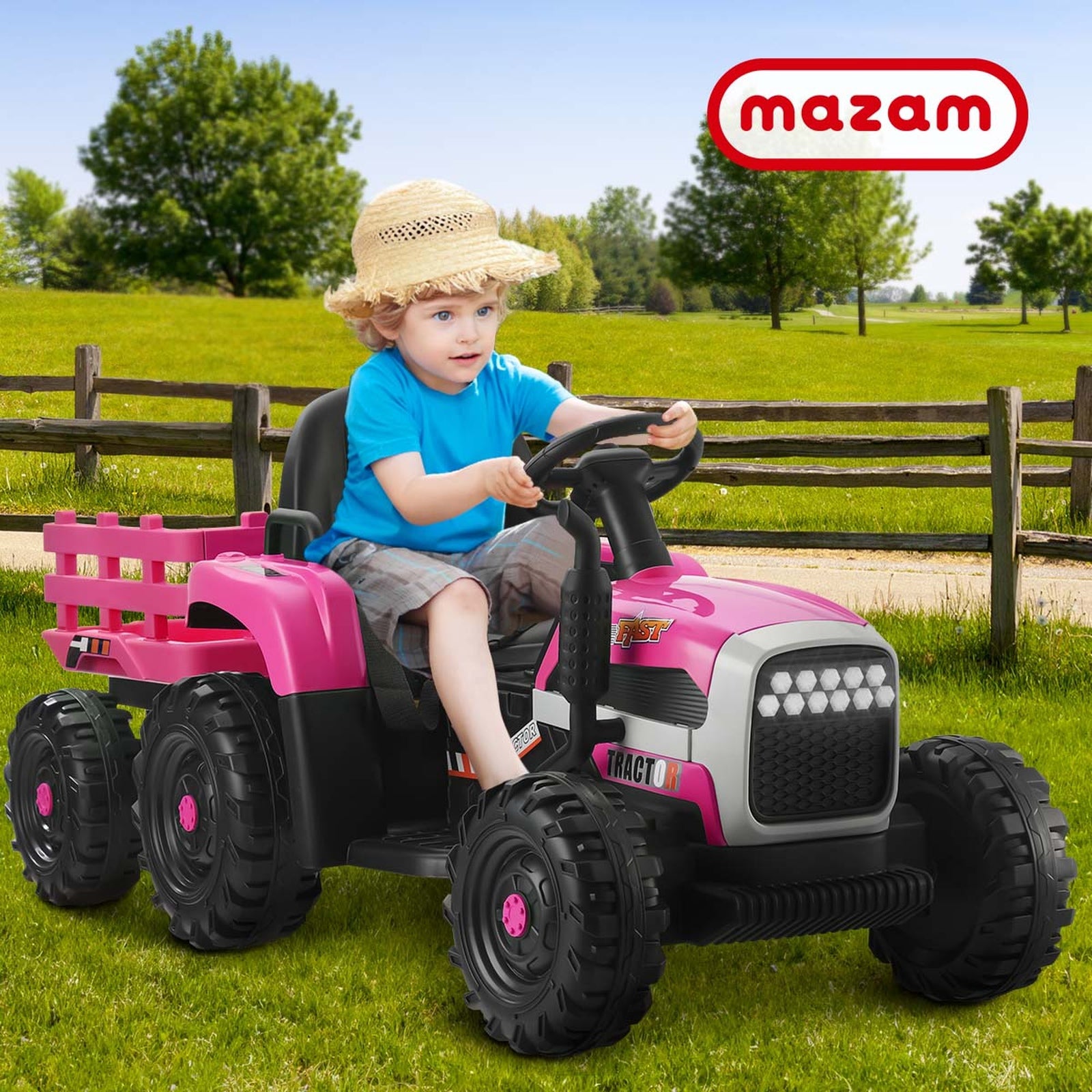 Mazam Kids Ride On Car Tractor 12V Toys Remote Control Pink