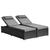 Livsip 2x Sun Lounge Wicker Lounger with Adjustable Backrest