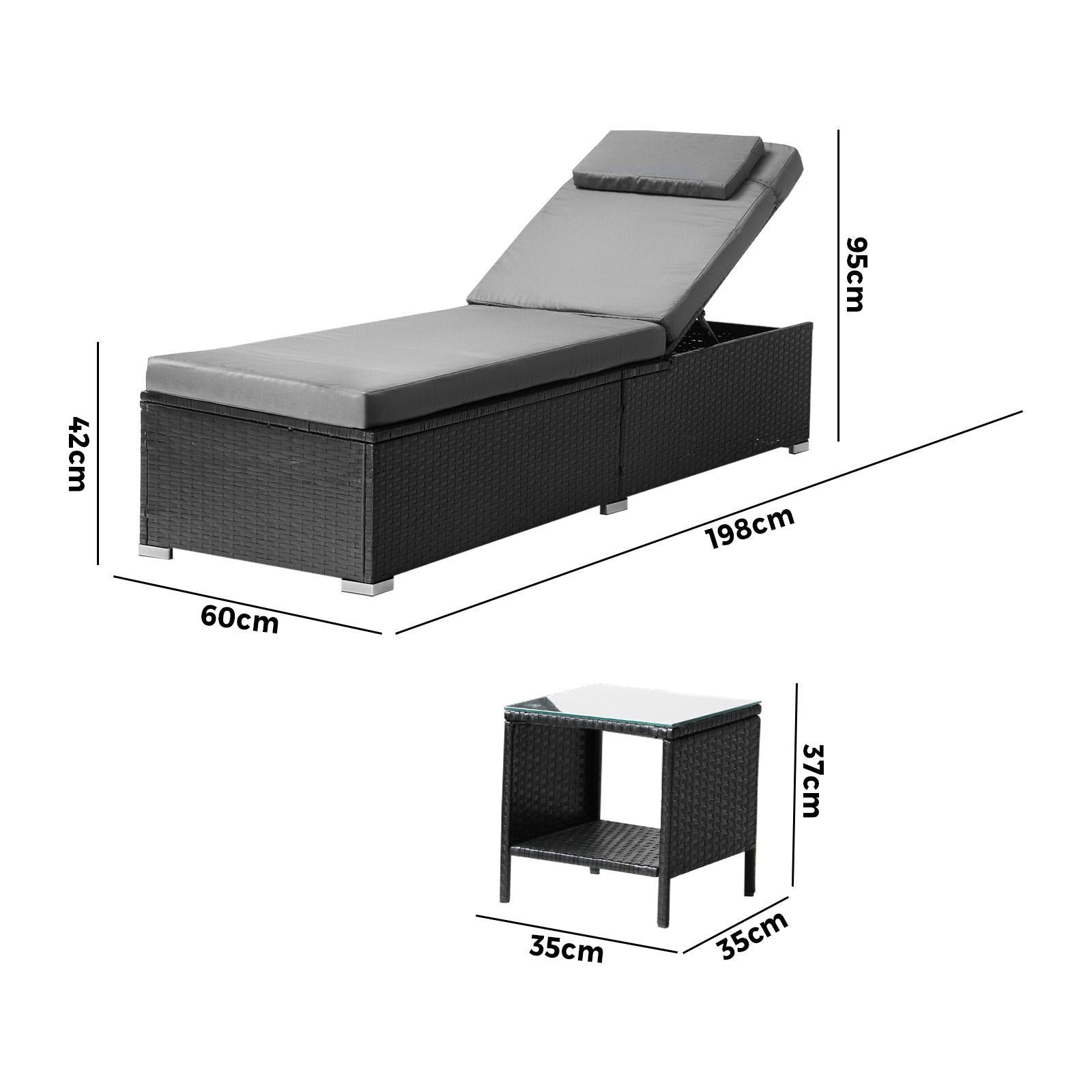 Livsip 2X Sun Lounge with Table Outdoor Set