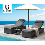 Livsip 2X Sun Lounge with Table Outdoor Set