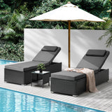 Livsip 2X Sun Lounge with Table Outdoor Set