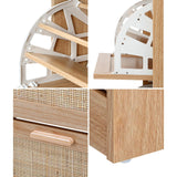 Oikiture Shoe Cabinet 2 Compartment with Rows Rattan Doors