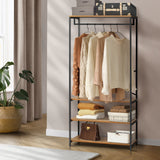 Oikiture Open Wardrobe with Hanging Rail Metal 4 shelves