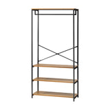 Oikiture Open Wardrobe with Hanging Rail Metal 4 shelves