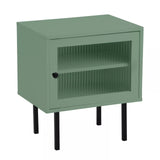 Oikiture Bedside Tables Storage Cabinet Wood Green